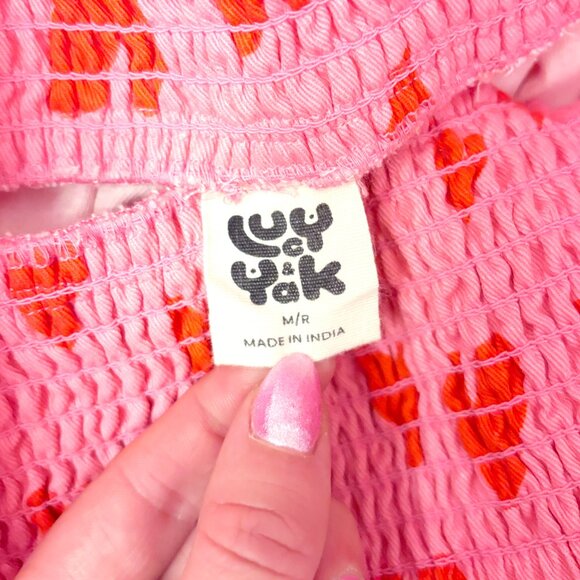 Lucy & Yak Alexa cotton trousers in pink heart cupid print size Medium - Picture 3 of 7